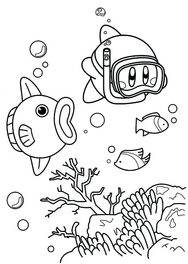 Kirby In Olive Ocean Coloring page