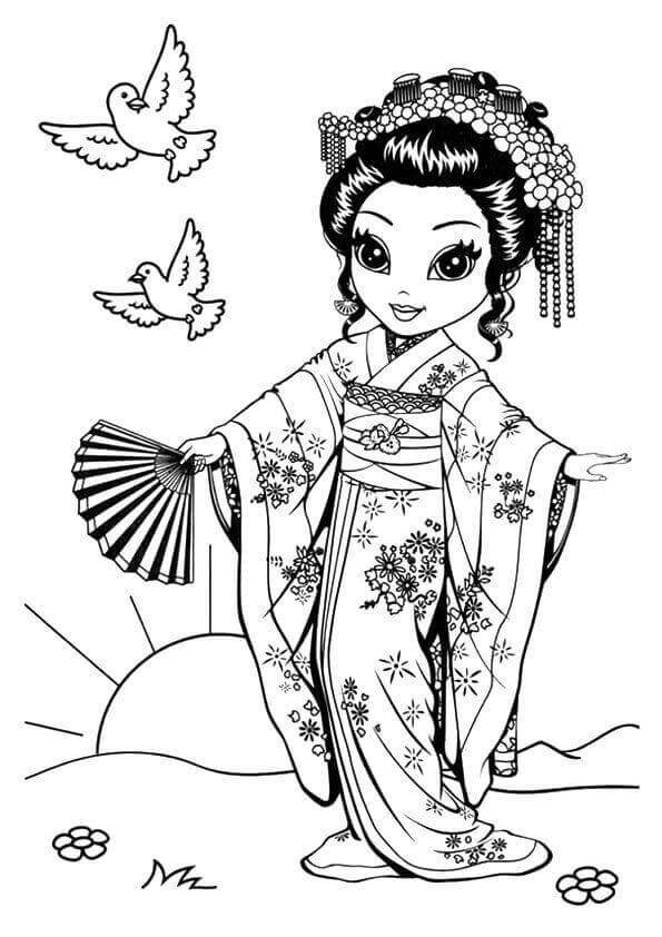 Lisa Frank Japanese Koko Coloring Sheet