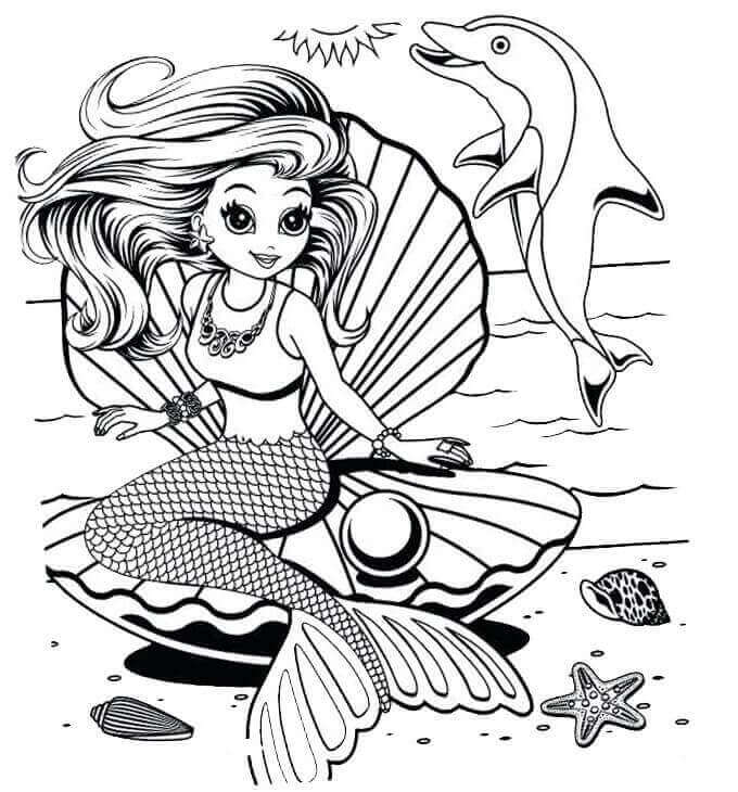 Lisa Frank Mermaid Coloring Page