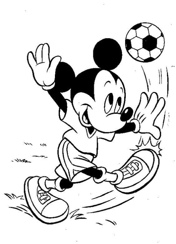 Mickey Mouse Playing Football Coloring Pages