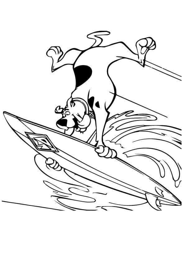 Scooby Doo Surfing Coloring Page