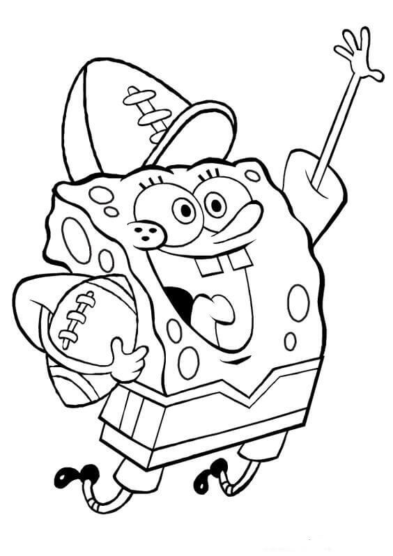 SpongeBob Playing Football Coloring Pages