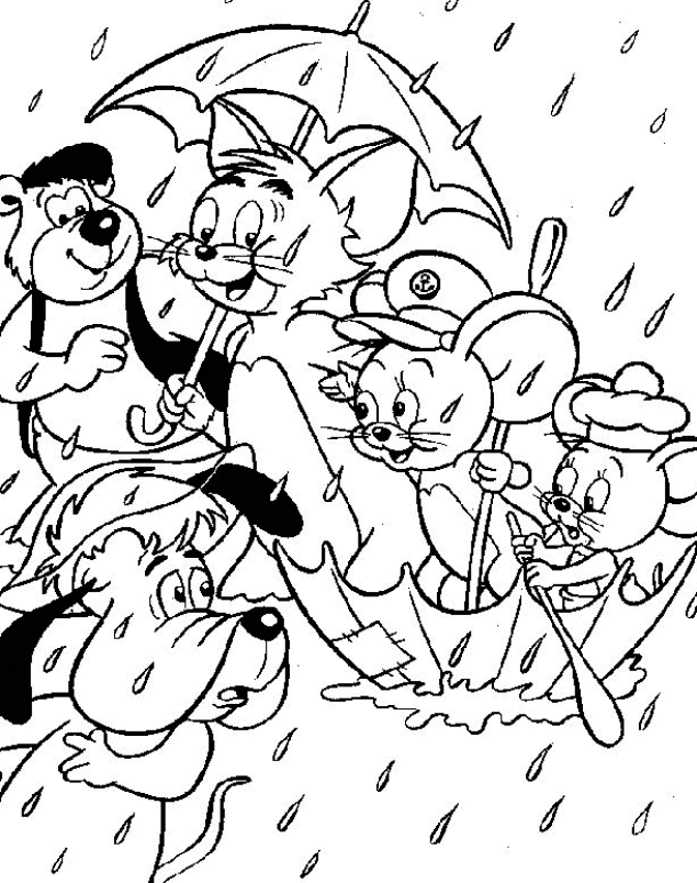 Tom And Jerry Rainy Day Coloring Printables