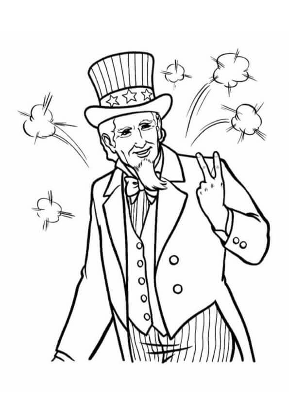 Uncle Sam 4th Of July Coloring Page
