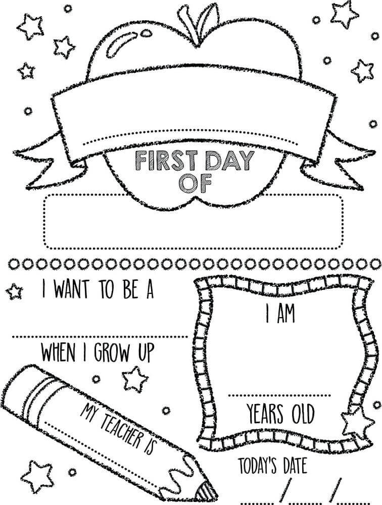 Free Printable First Day Of School Coloring Pages