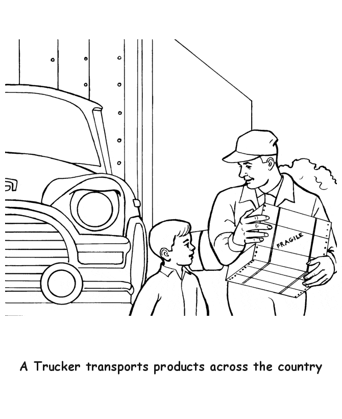 Labor Day Coloring Sheets Trucker