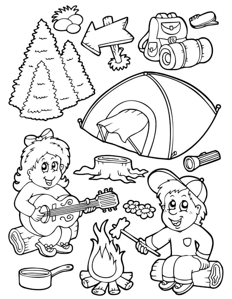 Camping Essentials Coloring Page