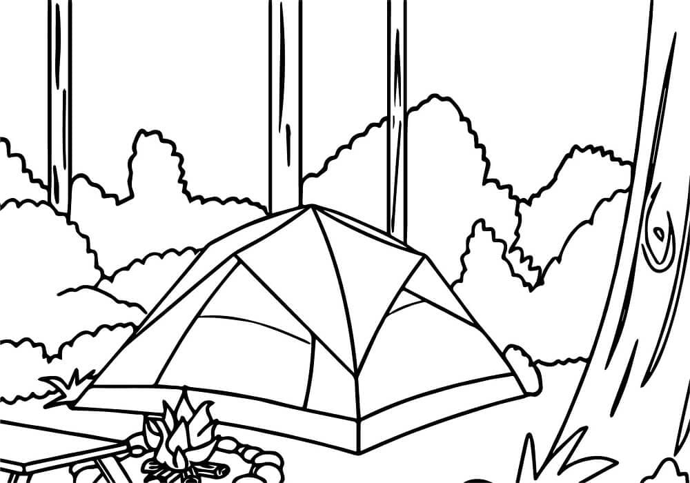Camping Forest Coloring Page