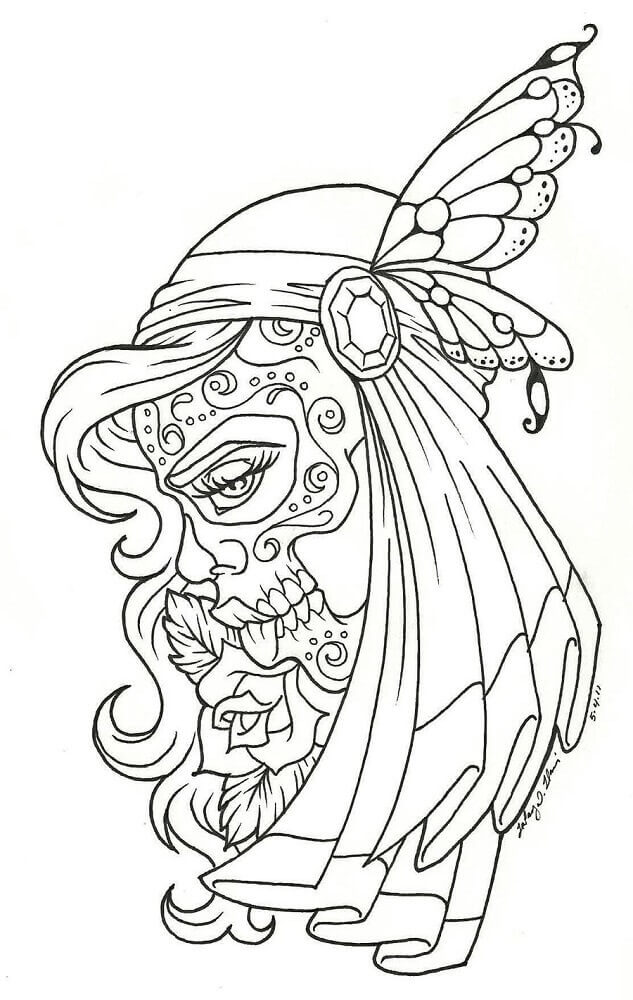 Day Of The Dead Girl Coloring Sheets
