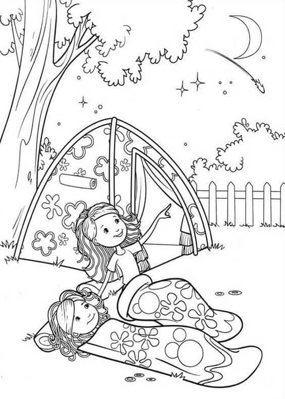 Groovy Girls Camping Coloring Page