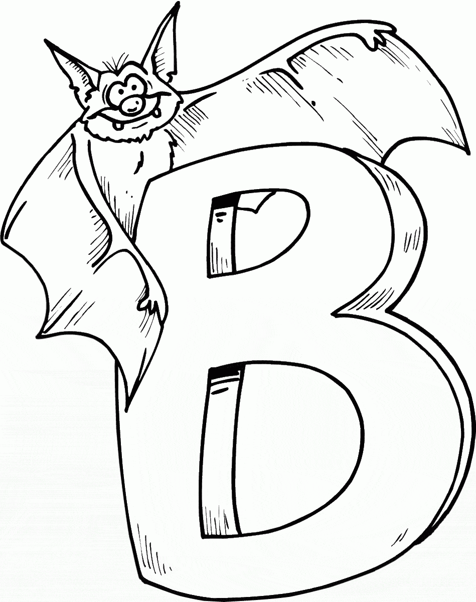 B For Bat Coloring Page