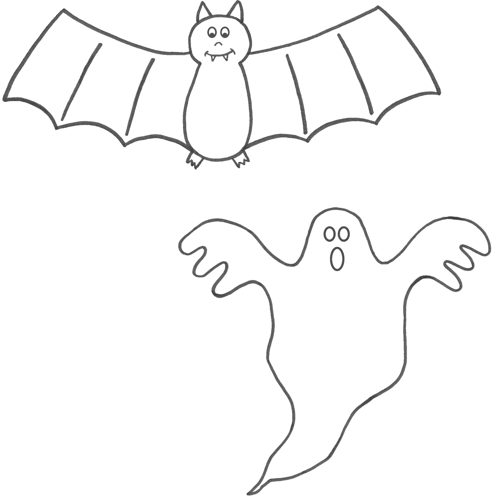 Bat And Ghost Coloring Page