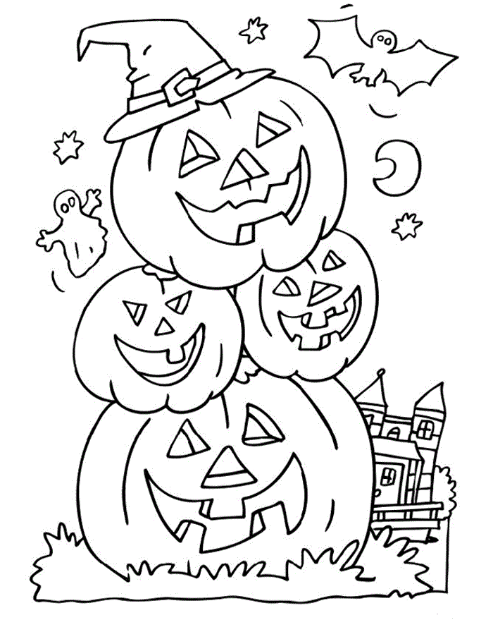 Bats In Halloween Coloring Pictures