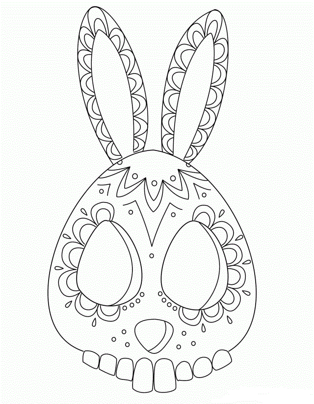Bunny Sugar Skull Coloring Page