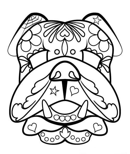 Dog Sugar Skull Coloring Pages