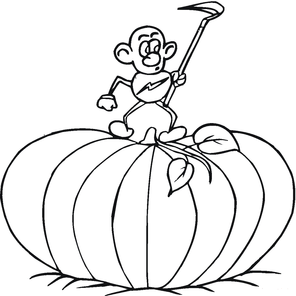 Dwarf On Pumpkin Coloring Page