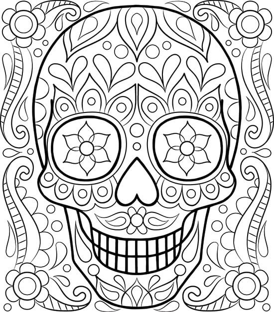Easy Sugar Skull Coloring Pages