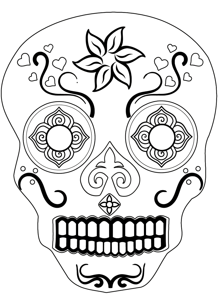 Easy Sugar Skull Coloring Sheets