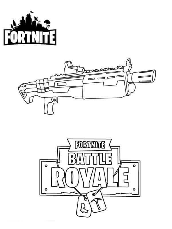 Fortnite Coloring Pages Printable Heavy Shotgun