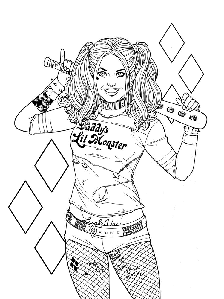 20 free printable harley quinn coloring pages