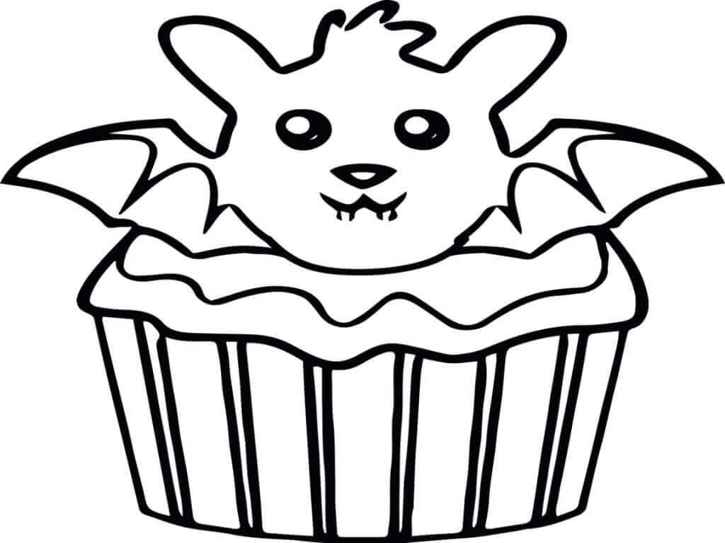 Halloween Cupcake Coloring Page
