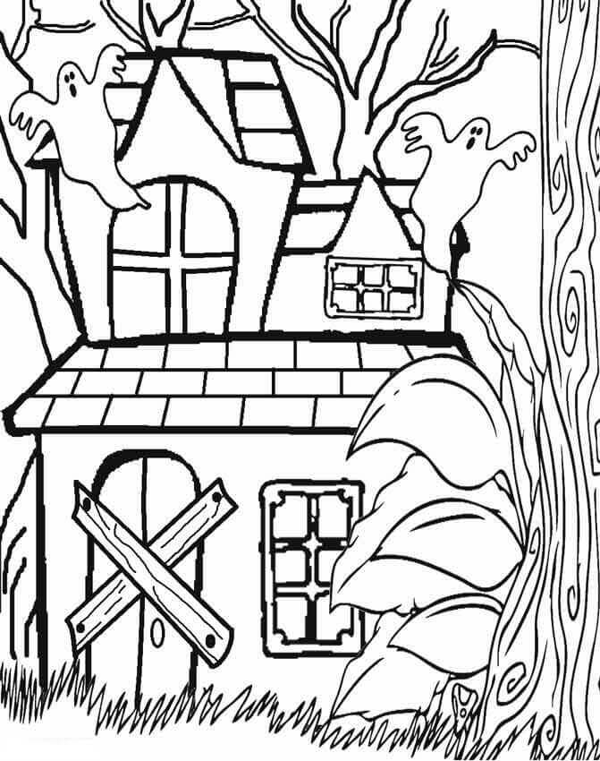 Halloween Haunted House Coloring Pages