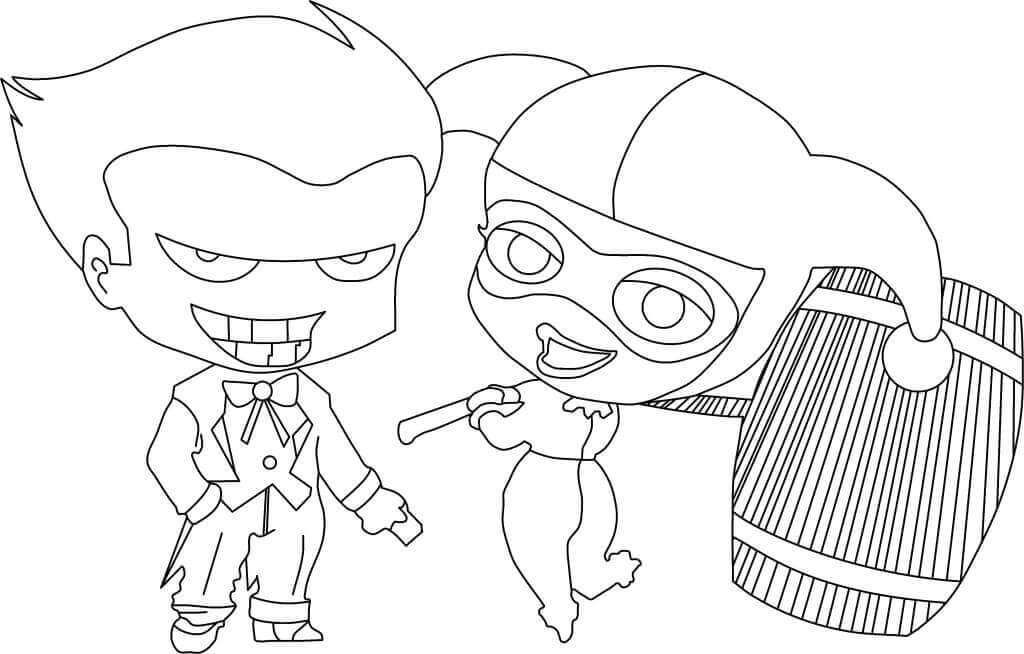 Harley Quinn and Joker Coloring Page