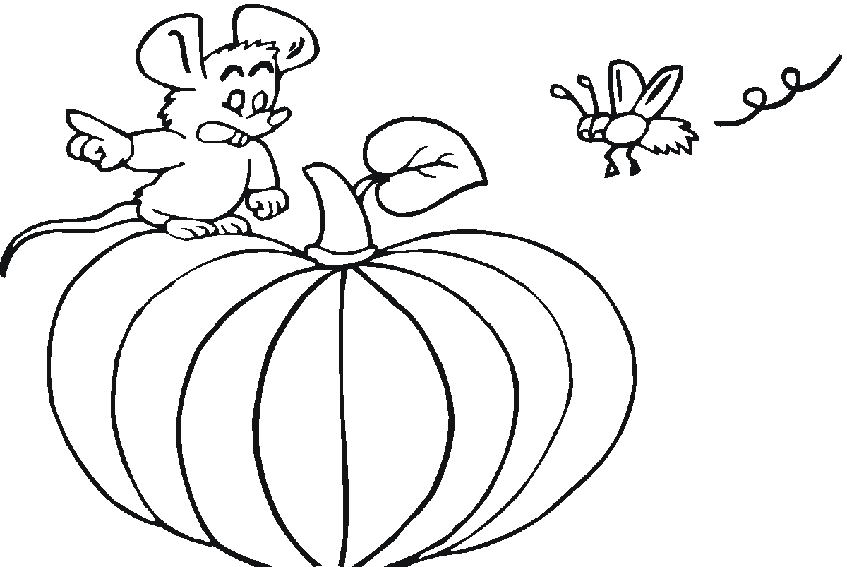 Mouse And Pumpkin Coloring Page