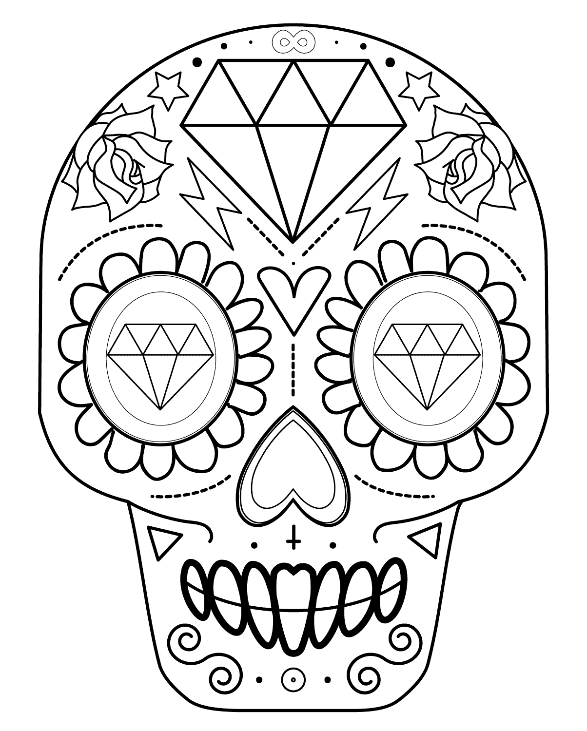 Download 30 Free Printable Sugar Skull Coloring Pages