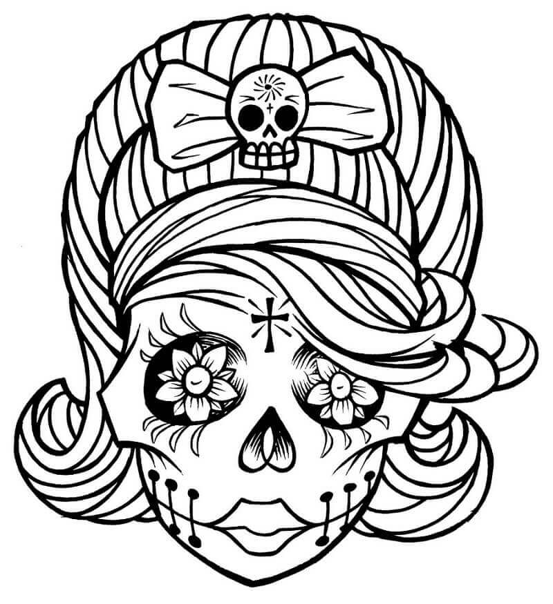 Sugar Skull Girl Coloring Page