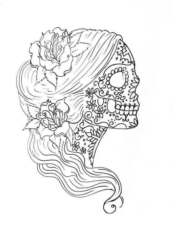 Sugar Skull Girl Coloring Pages