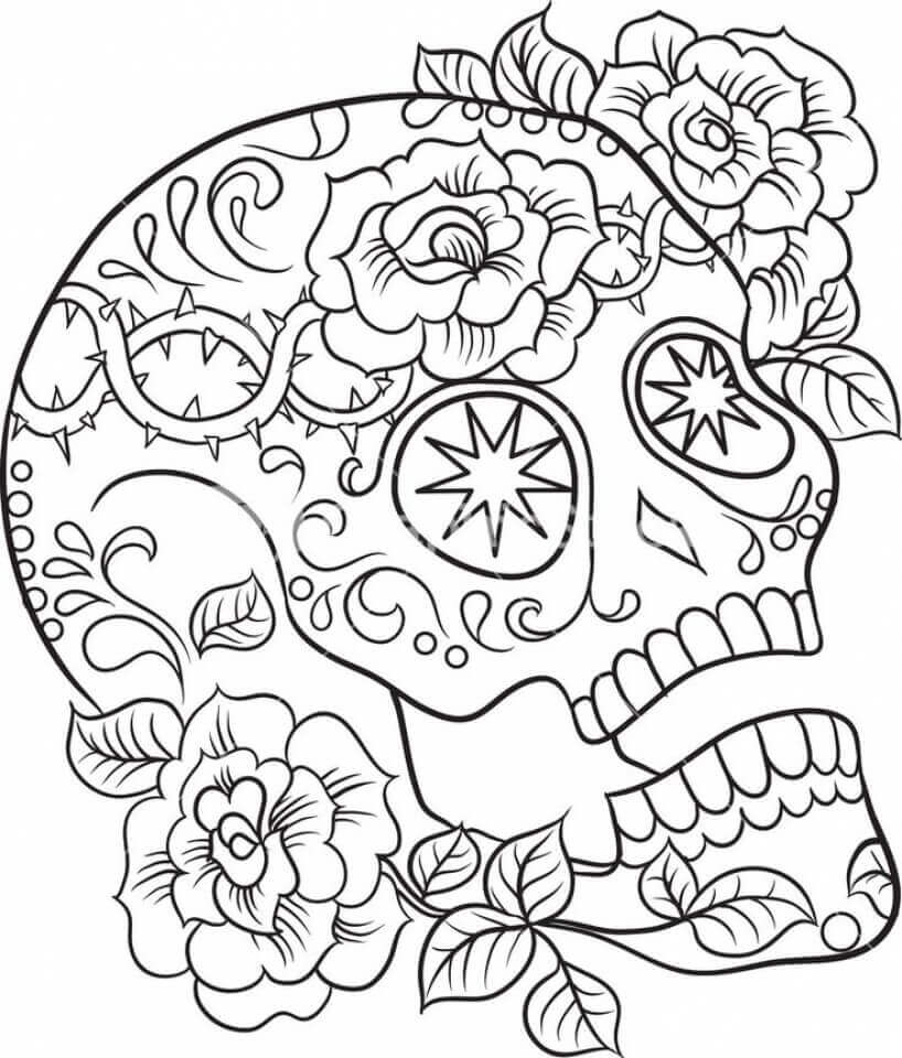 Sugar Skull Tattoo Coloring Pages