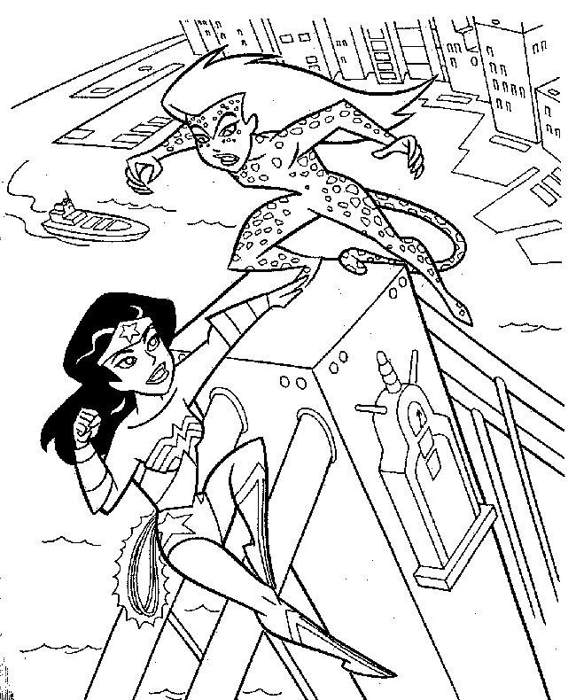 Wonder Woman And Cheetah Coloring Page
