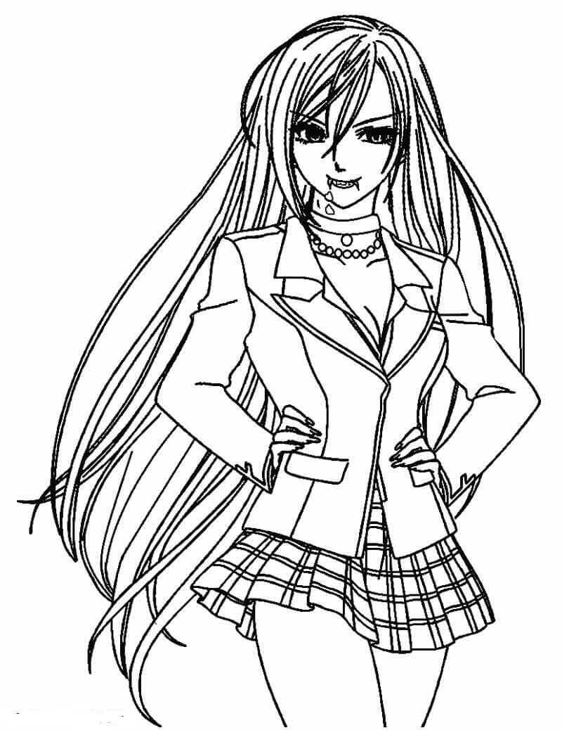 Anime Vampire Coloring Page