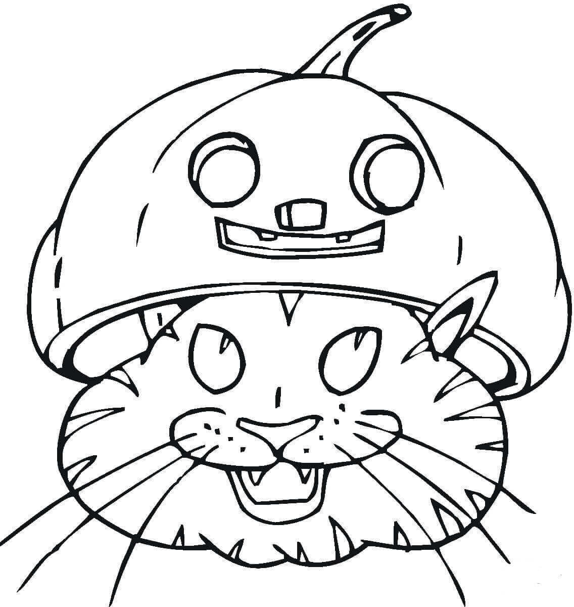 Cat In Jack O Lantern Coloring Page