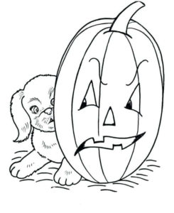 Dog And Jack O Lantern Coloring Image