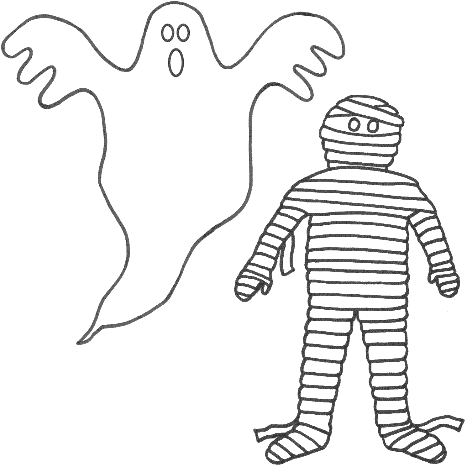 Ghost And Mummy Coloring Page