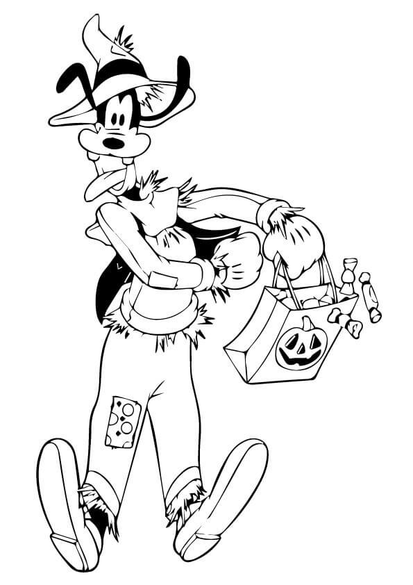 Goofy Halloween Coloring Page