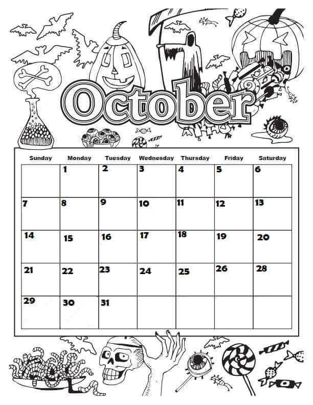 October 2018 Coloring Pages