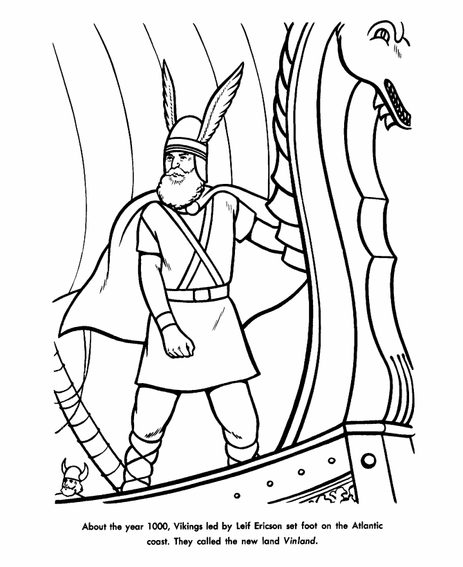 October Coloring Pages Free Leif Ericson Day