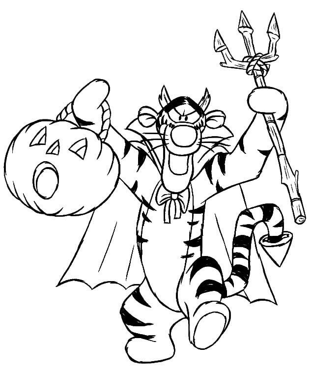 Pooh Halloween Coloring Pages