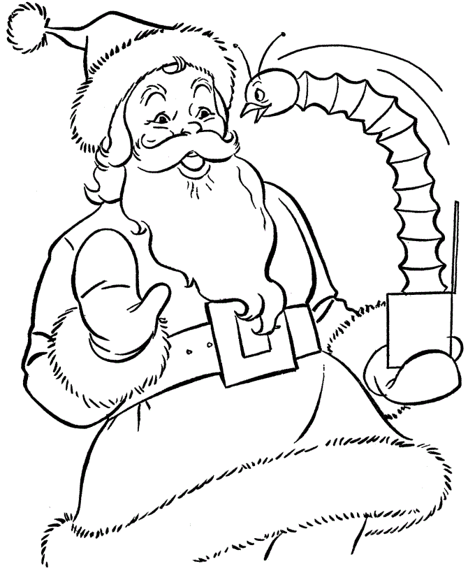 Cartoon Santa popping out of a chimney