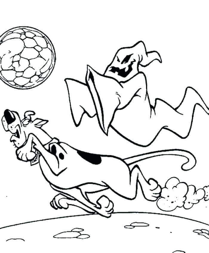 Scooby Chased By Ghost Coloring Page