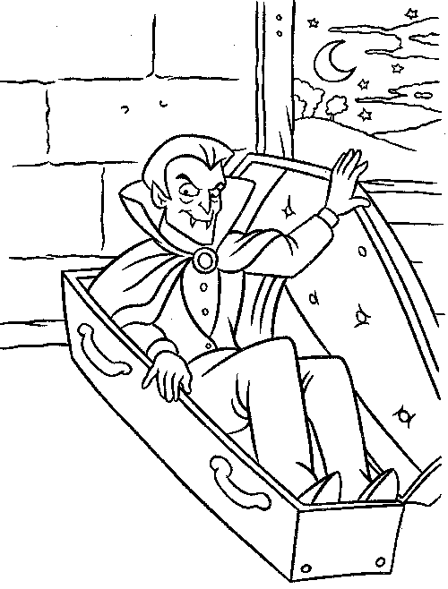 Vampire In Coffin Coloring Page