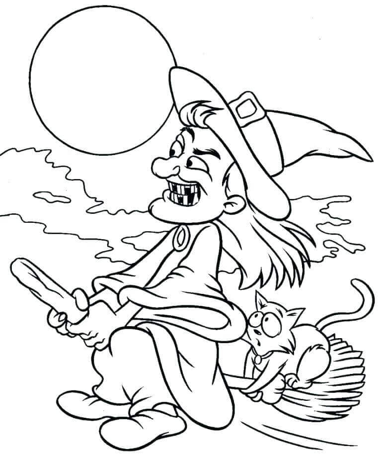 Witch Coloring Pages For Halloween