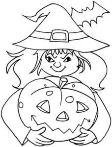 Witch With Jack O Lantern Coloring Page