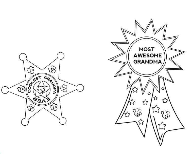 Worlds Best Grandpa and Grandma Badge Coloring Page