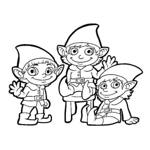 Christmas Elves Coloring Pages