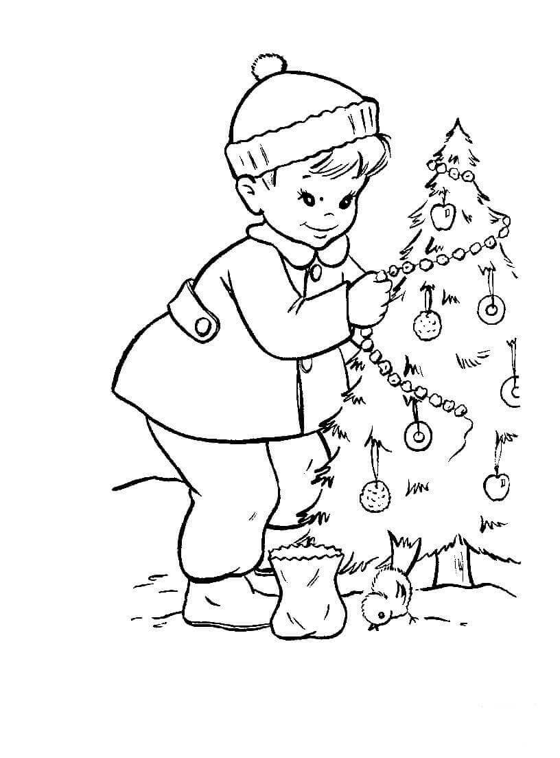 Christmas Tree And Branches Coloring Pages