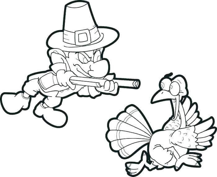 Funny Thanksgiving Pilgrim Coloring Page